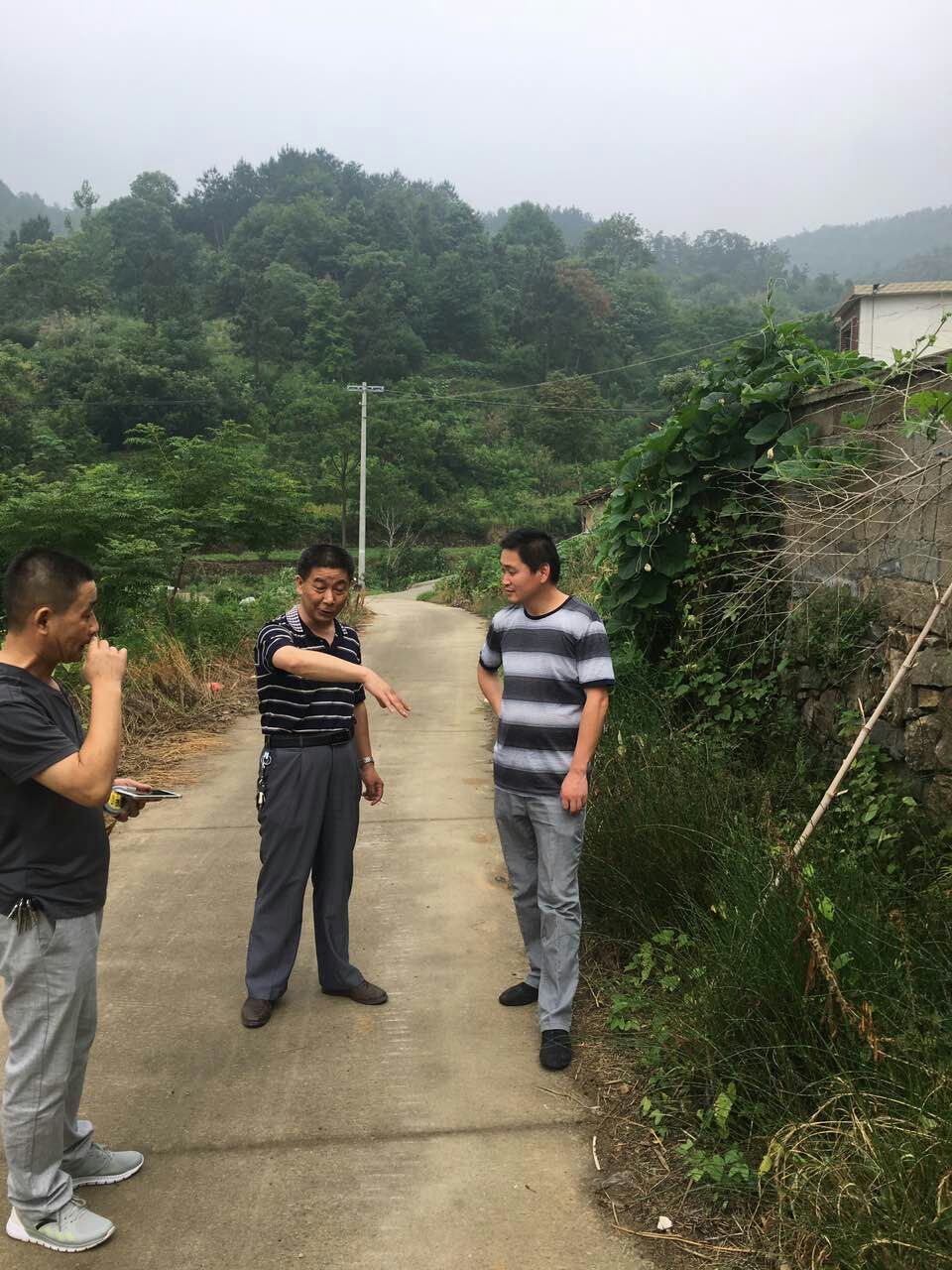 镇公路站来我村实地查看道路畅